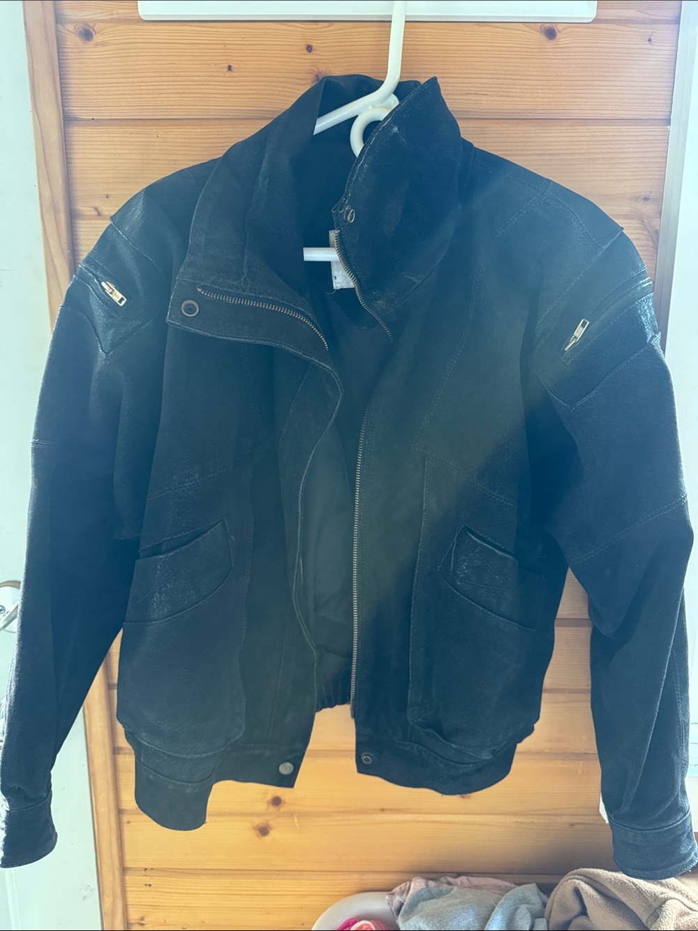 Black Leather Bomber Jacket